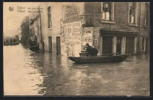 AK Tilleur, Un coin de rue, Les inondation 1925- 1926