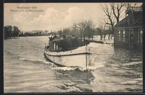 AK Monnikendam, Watersnood 1916, Minister Lely te Monnikendam
