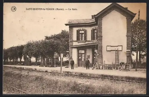 AK Saint-Quentin-le-Verger /Marne, La Gare