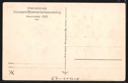 AK Heemstede, Internationale Voorjaars-Bloemententoonstelling 1925, Hoofdgebouw gezien vanaf het Balcon
