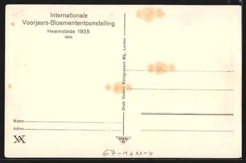AK Heemstede, Internationale Voorjaars-Bloemententoonstelling 1925, Hoofdgebouw gezien vanaf het Balcon
