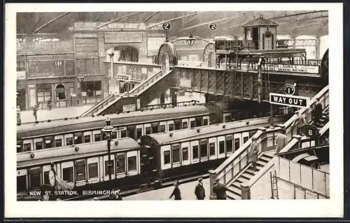 AK Birmingham, New St. Station, Bahnhof