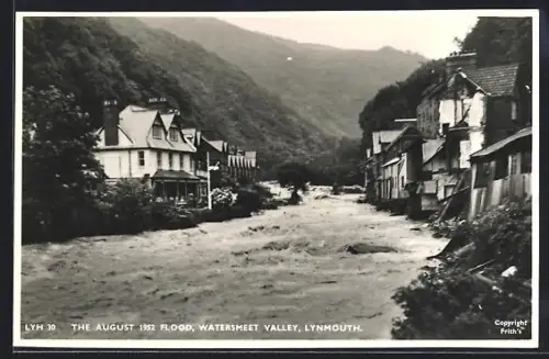 AK Lynmouth, The August 1952 flood, Watersmeet Valley, Hochwasser