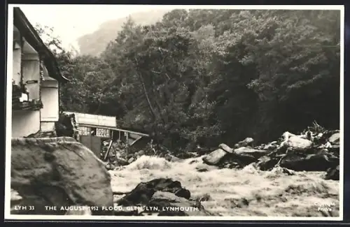 AK Lynmouth, The August 1952 flood, Glen Lyn, Hochwasser