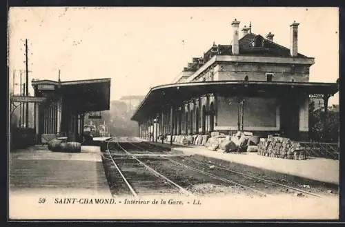 AK Saint-Chamond, Intérieur de la Gare, Bahnhof