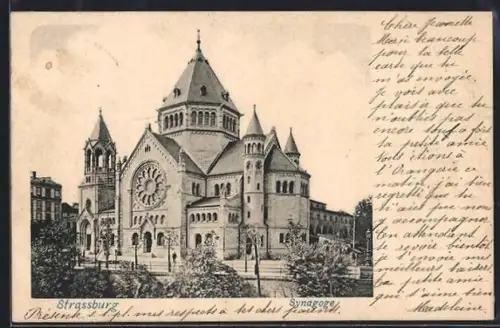 AK Strassburg, Blick auf die Synagoge