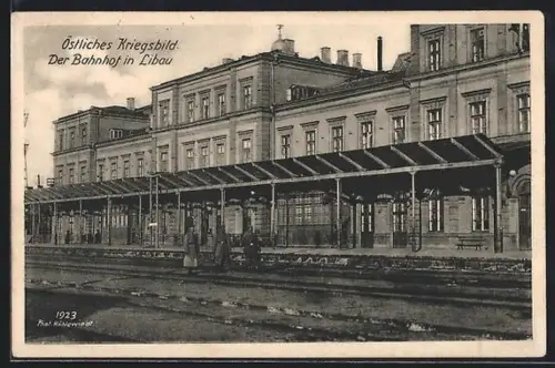 AK Libau, Ansicht vom Bahnhof