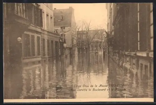 AK Lüttich, Hochwasser der Meuse 1925-1926, Rue Darchis le Boulevard