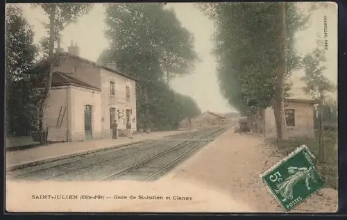 AK Saint-Julien, Gare de St-Julien et Clanay, Bahnhof