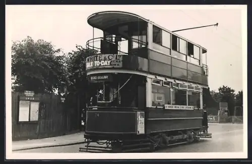 Foto-AK London, Tram, Strassenbahn