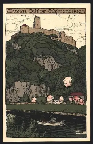 Steindruck-AK Bozen, Schloss Siomundskron