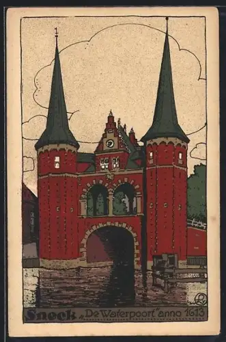 Steindruck-AK Sneek, De Waterpoort anno 1613