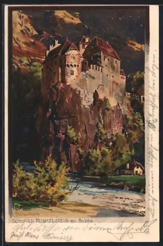 Künstler-AK Zeno Diemer: Bozen, Blick zum Schloss Runkelstein