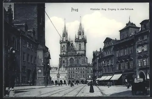 AK Prag / Praha, Altstädter Ring, Eingang in das Rathaus