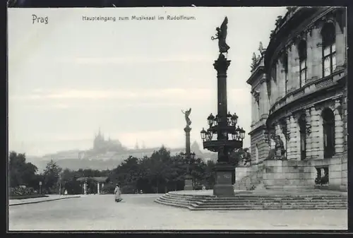 AK Prag / Praha, Haupteingang zum Musiksaal im Rudolfinum