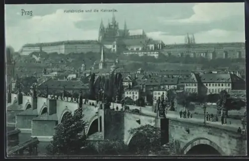 AK Prag / Praha, Karlsbrücke und die Kleinseite