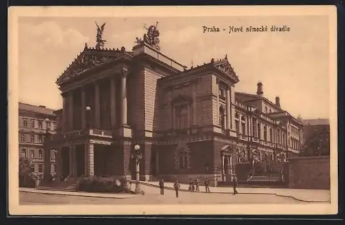AK Prag / Praha, Blick zum Neues Deutsches Theater, Nové nemecké divadlo