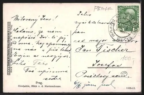 AK Prag / Praha, Hradschin, Blick von der Marienschanze