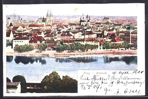 AK Prag / Praha, Altstadt aus der Vogelschau