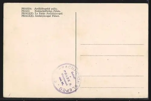 AK Prag / Praha, Erzbischöfliches Palais