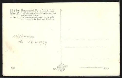 AK Prag / Praha, Representacní dum a Prasná brána