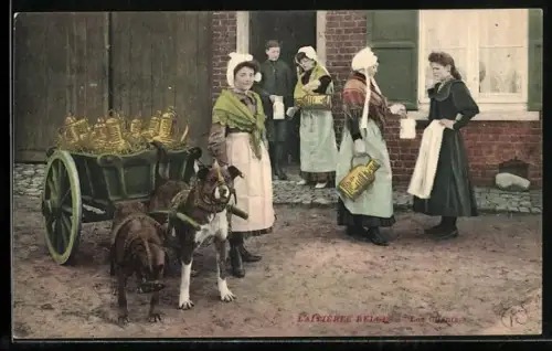 AK Laitieres Belges, Les Clients, belgische Milchfrauen mit ihrem Hundegespann