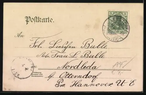 AK Heidschnucken in der Lüneburger Heide, Fachwerkhaus