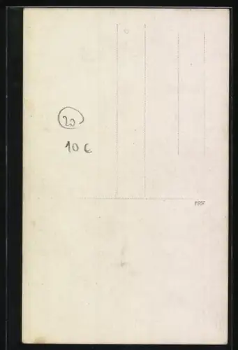 Foto-AK Terrier mit Körbchen vor Landschaftskulisse