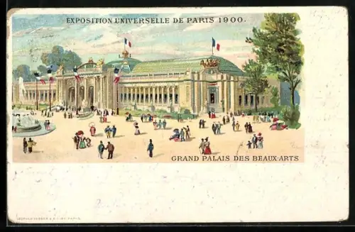 Lithographie Paris, Ausstellung Exposition Universelle 1900, Grand Palais des Beaux-Arts