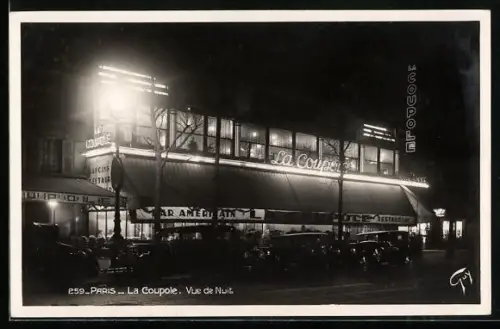 AK Paris, La Coupole, Vue de Nuit, Nachtpartie mit Bar-Restaurant