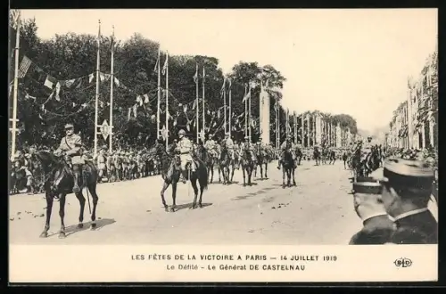 AK Paris, Siegesparade / Fete de la Victoire 14. Juli 1919, Le Defile - Le General de Castelnau