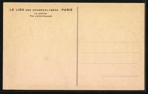 AK Paris, Le Lido des Champs-Élyssées, La Piscine - Le Swimming-Pool