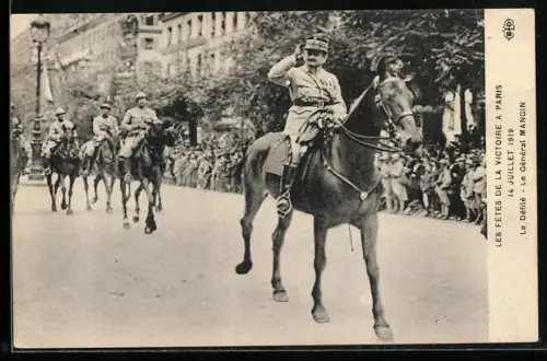 AK Paris, les Fêtes de la Victoire, le Général Mangin