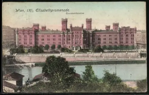 AK Wien, Elisabethpromenade mit Rossauer Kaserne