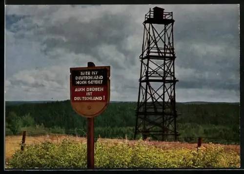 AK St. Andreasberg /Harz, Zonengrenze, Mahnmal, Aussichtsturm, Schild Hier ist Deutschland noch geteilt