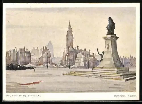 Künstler-AK Dünkirchen, Monument