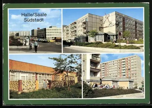 AK Halle / Saale, Strasse des Roten Oktober, Blick zur Poliklinik, Jugendklub Silberhöhe, Restaurant Silberaue