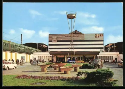 AK Halle Saale, Kunstwerk vor dem Hauptbahnhof