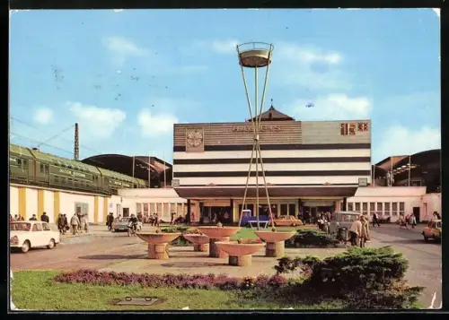 AK Halle Saale, Kunstwerk vor dem Hauptbahnhof