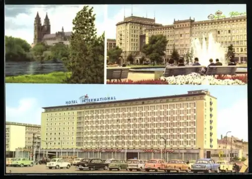 AK Magdeburg, Magdeburger Dom, Wilhelm-Pieck-Allee, Hotel International