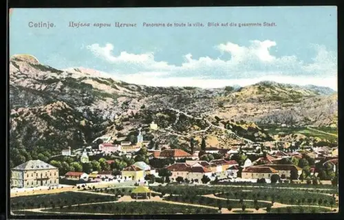 AK Cetinje / Cettigne, Blick auf die gesamte Stadt