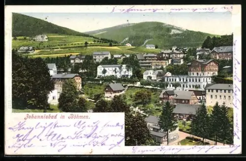 AK Johannisbad-Janske Lazne, Ortspartie mit Wohnhäusern