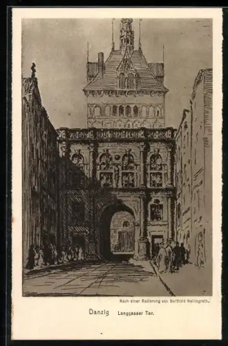 Künstler-AK Danzig, Langgasser Tor