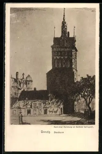 Künstler-AK Danzig-Gdansk, Stockturm