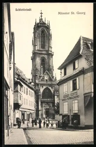 AK Schlettstadt, Münster St. Georg, Bäckerei Eugen Kuntz