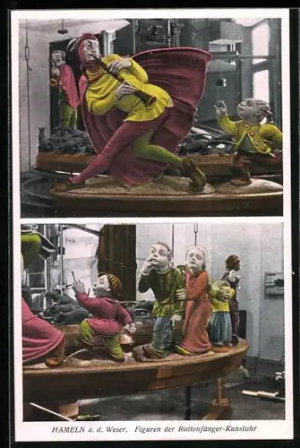 AK Hameln /Weser, Figuren der Rattenfänger-Kunstuhr