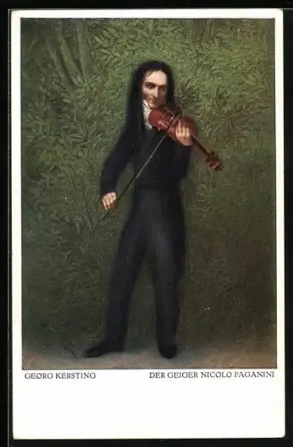 Künstler-AK Geiger Nicolo Paganini spielt auf