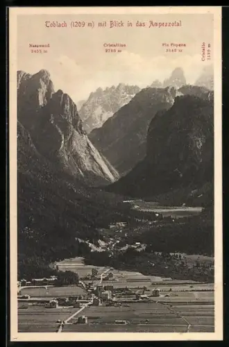 AK Toblach, Totalansicht mit Blick in das Ampezzotal