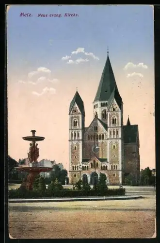 AK Metz, Neue evang. Kirche mit Anlage