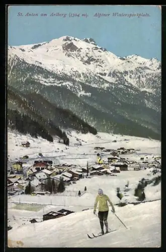 AK St. Anton am Arlberg, Skifahrer auf der Piste